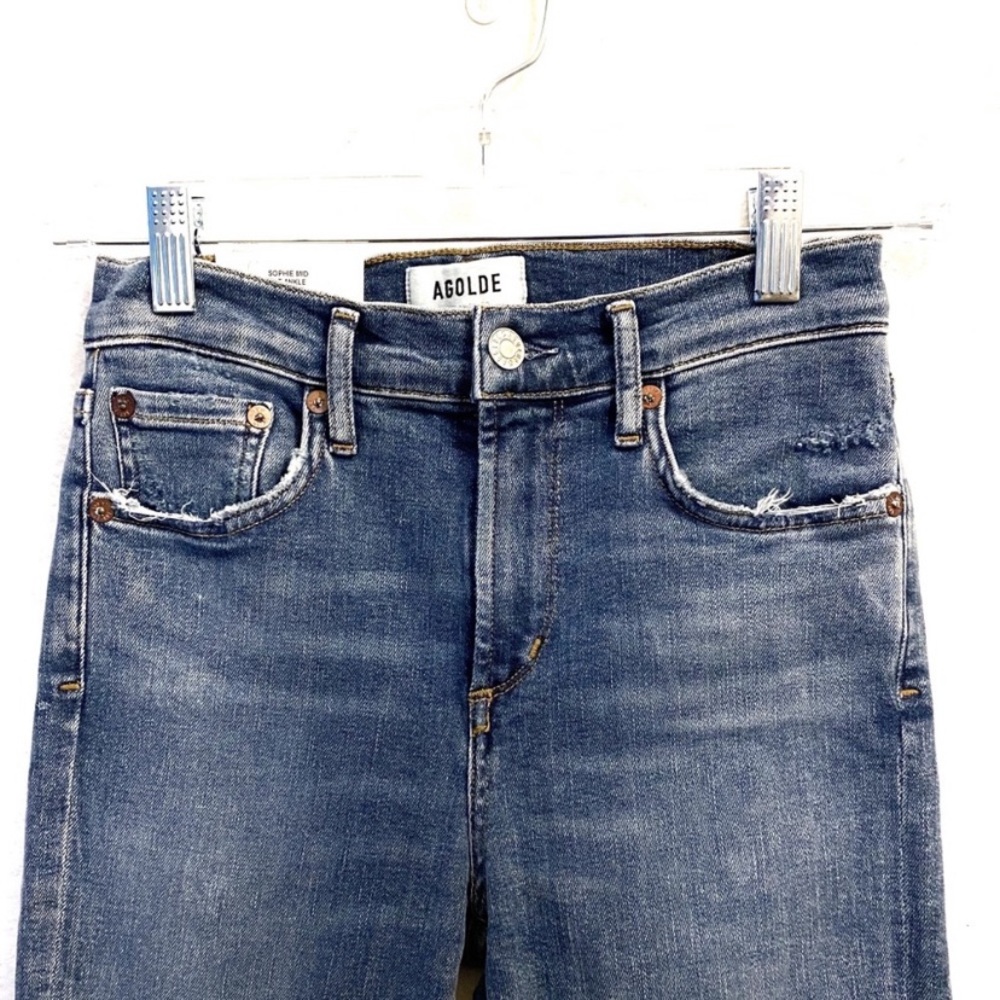 AGOLDE Sophie Mid-Rise Raw Ankle Skinny Sz 25
